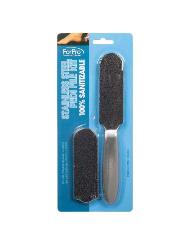 Kit Lima Pedi Acero Inoxidable ForPro - 6 Tiras Relleno 80/180 Granos