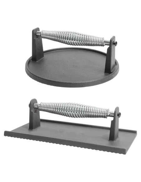 Prensa de Hamburguesas y Tocino SafBbcue Hierro Fundido 7" y 21x10 cm Prensa de Hamburguesas y Tocino SafBbcue Hierro Fundido 7" y 21x10 cm