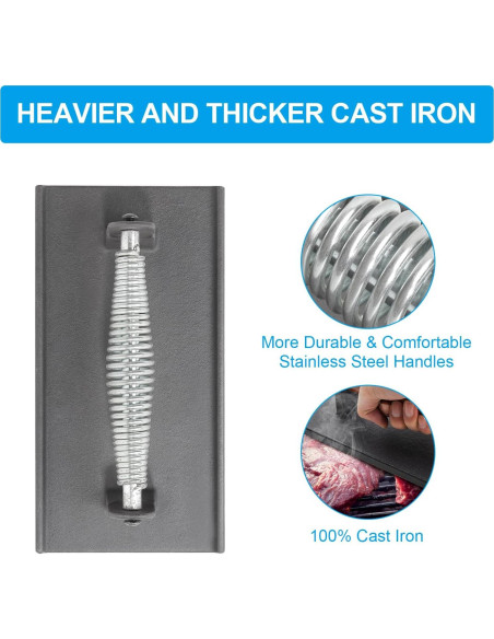 Prensa de Hamburguesas y Tocino SafBbcue Hierro Fundido 7" y 21x10 cm Prensa de Hamburguesas y Tocino SafBbcue Hierro Fundido 7" y 21x10 cm