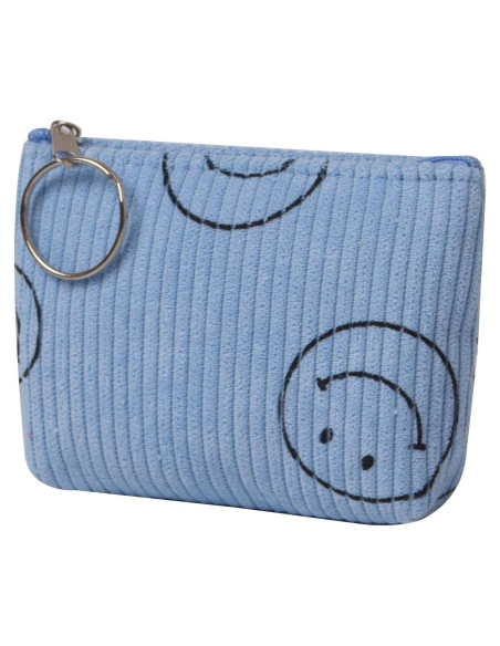 Monedero de Pana Azul para Mujeres con Cremallera 10x8 cm