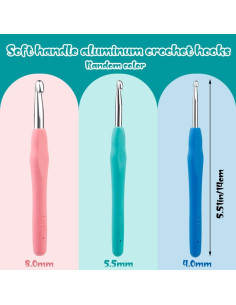 Ganchos de Crochet Ergonómicos Mayboos - 3 Tamaños 4mm 5.5mm 8mm 2