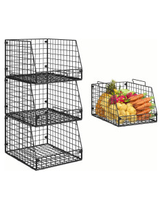 Paquete de 3 Cestas de Alambre Apilables Jakyitvi 39.1x30 cm