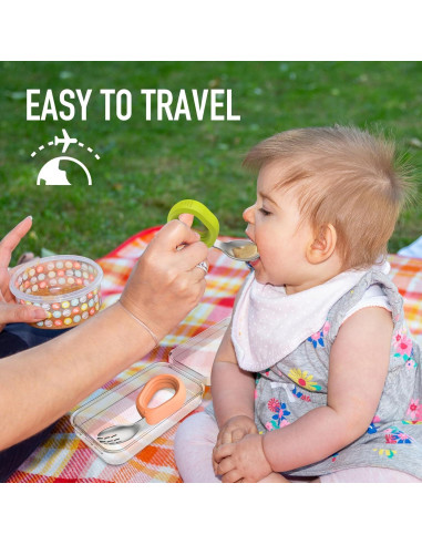 Juego de Cubiertos para Bebés YIMIDO - Cuchara y Tenedor Inoxidable