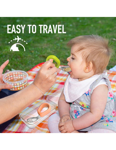 Juego de Cubiertos para Bebés YIMIDO - Cuchara y Tenedor Inoxidable Juego de Cubiertos para Bebés YIMIDO - Cuchara y Tenedor Inoxidable