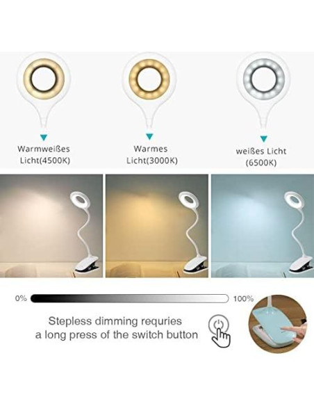 Luz de Lectura Clip On GCDFGV Recargable USB 5W Blanca Luz de Lectura Clip On GCDFGV Recargable USB 5W Blanca