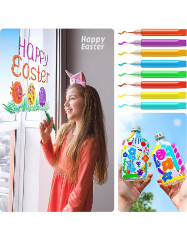 24 Lápices de Pintura para Ventanas HBorna - Multicolor 10ml