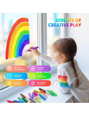 24 Lápices de Pintura para Ventanas HBorna - Multicolor 10ml