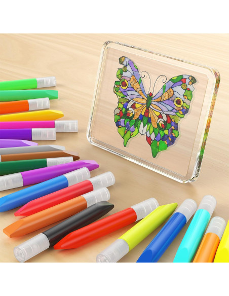 24 Lápices de Pintura para Ventanas HBorna - Multicolor 10ml