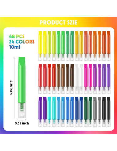 24 Lápices de Pintura para Ventanas HBorna - Multicolor 10ml