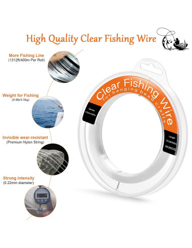 Hilo de Pesca Transparente WUINOID 400m 0.22mm Nylon