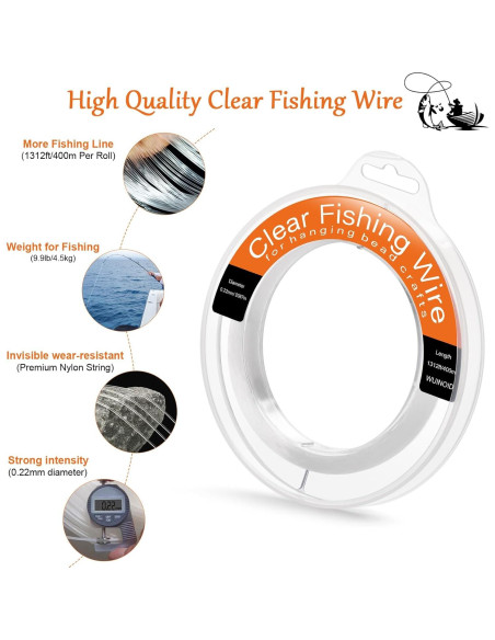 Hilo de Pesca Transparente WUINOID 400m 0.22mm Nylon