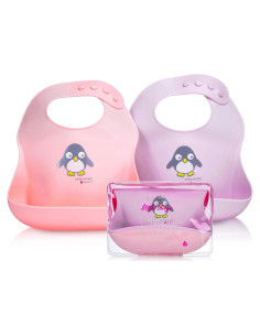 Baberos de Silicona NatureBond con Bolsa Impermeable - 2 Pcs