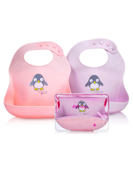 Baberos de Silicona NatureBond con Bolsa Impermeable - 2 Pcs