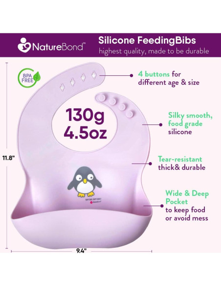 Baberos de Silicona NatureBond con Bolsa Impermeable - 2 Pcs