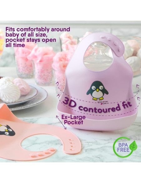 Baberos de Silicona NatureBond con Bolsa Impermeable - 2 Pcs