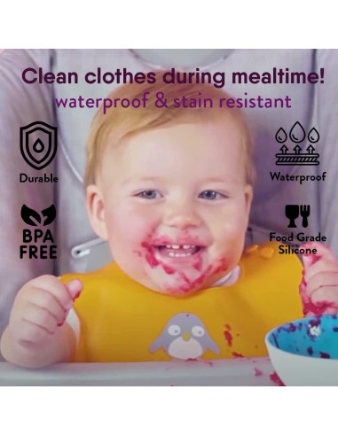 Baberos de Silicona NatureBond con Bolsa Impermeable - 2 Pcs