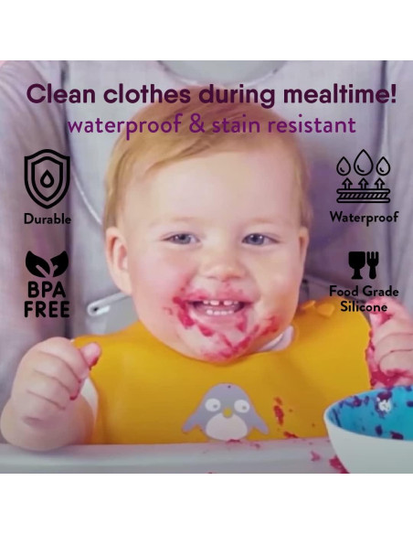 Baberos de Silicona NatureBond con Bolsa Impermeable - 2 Pcs