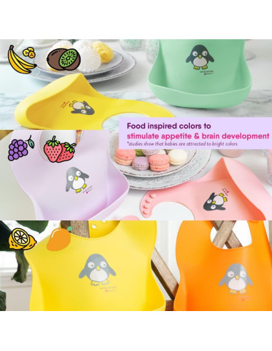 Baberos de Silicona NatureBond con Bolsa Impermeable - 2 Pcs