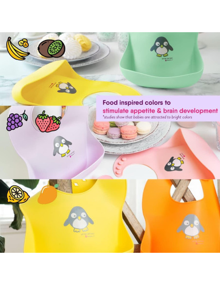 Baberos de Silicona NatureBond con Bolsa Impermeable - 2 Pcs