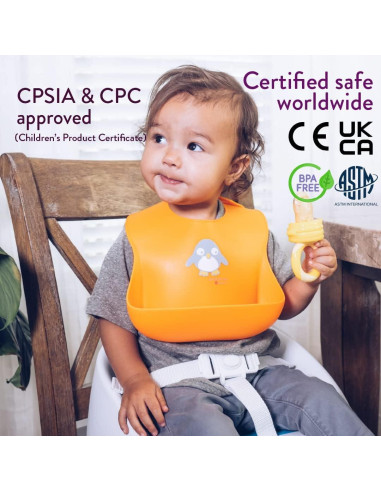 Baberos de Silicona NatureBond con Bolsa Impermeable - 2 Pcs