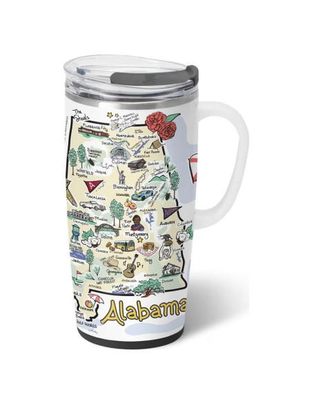 Taza de Viaje Aislada Swig Life 22oz con Asa y Tapa Alabama Taza de Viaje Aislada Swig Life 22oz con Asa y Tapa Alabama