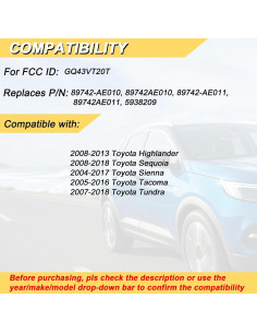 Llavero de Reemplazo Toyota Vurkcy GQ43VT20T 3 Botones 2