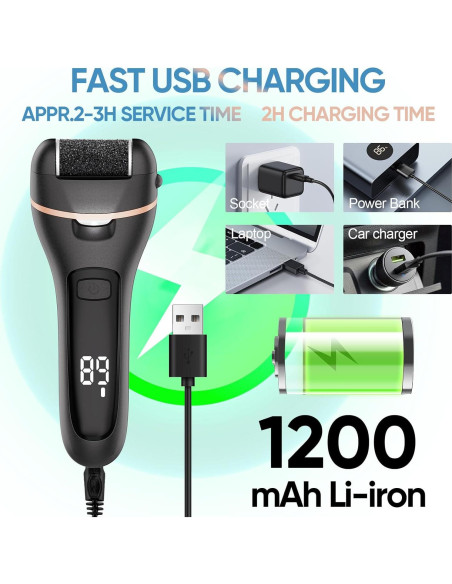 Removedor de Callos Eléctrico ANGLECHAT 18 en 1 Recargable Negro