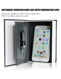 Caja Fuerte de Libro Jssmst con Cerradura Combinación Negra 0.5kg 2