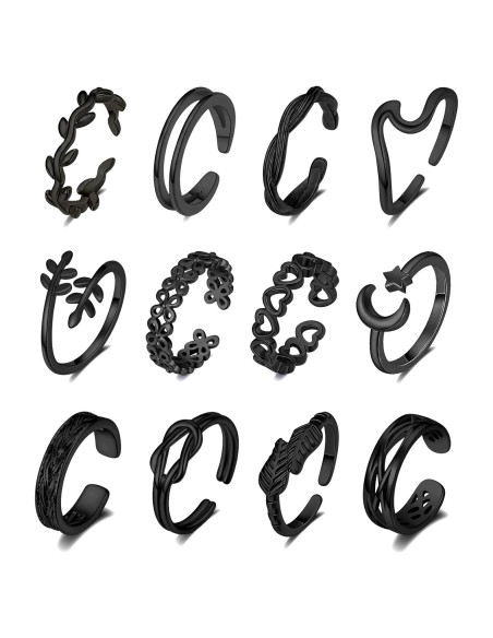 Set de 12 Anillos Ajustables de Oro 18K KOHOTA para Mujeres Set de 12 Anillos Ajustables de Oro 18K KOHOTA para Mujeres