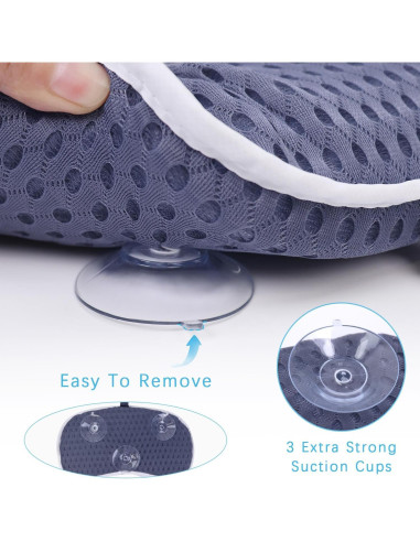 Almohada de Baño Anevna con Malla 4D y 6 Ventosas - Marino