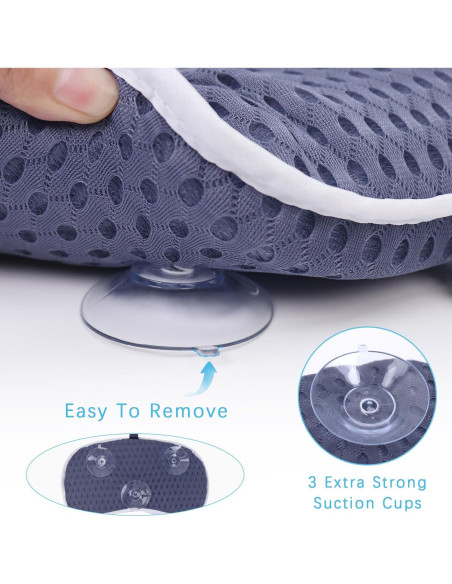 Almohada de Baño Anevna con Malla 4D y 6 Ventosas - Marino