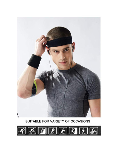 Cintas de sudor antideslizantes Calbeing - Juego de 4 bandas negras