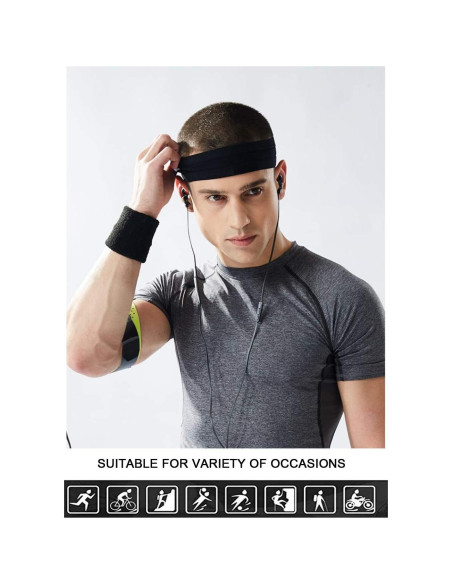 Cintas de sudor antideslizantes Calbeing - Juego de 4 bandas negras