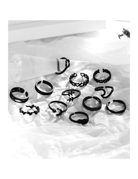 Set de 12 Anillos Ajustables de Oro 18K KOHOTA para Mujeres Set de 12 Anillos Ajustables de Oro 18K KOHOTA para Mujeres