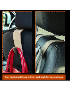 Ganchos de respaldo de asiento de coche Toiyason 2 unidades beige 2