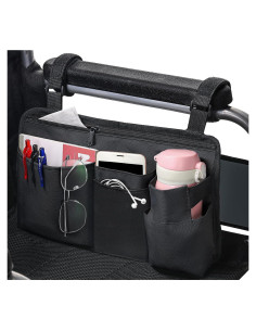 Bolsa Lateral para Silla de Ruedas CTWWFS con Soporte para Vaso