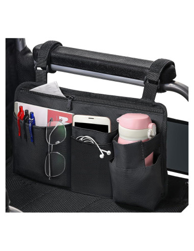 Bolsa Lateral para Silla de Ruedas CTWWFS con Soporte para Vaso