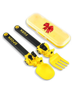 Set de Utensilios para Niños Deinyi - Cuchara y Tenedor Amarillo