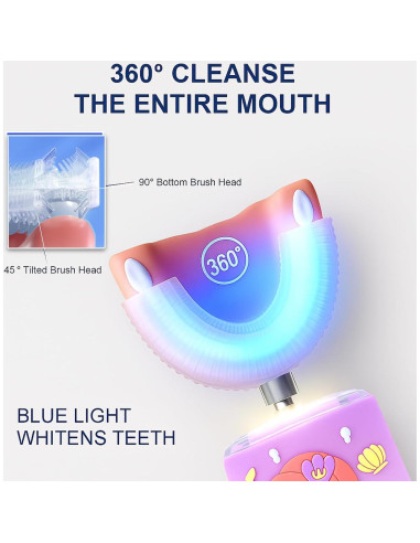 Cepillo de Dientes Eléctrico Geacker Sirena 2-7 Años IPX7