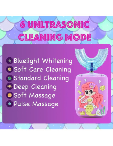 Cepillo de Dientes Eléctrico Geacker Sirena 2-7 Años IPX7