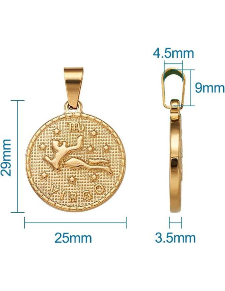 Colgantes de Acero Inoxidable Beadthoven 12 Pcs Zodiaco