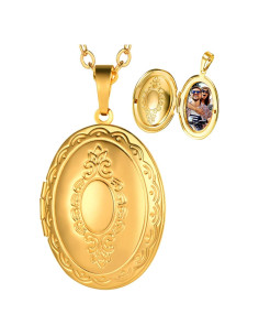 Collar Personalizado U7 con Locket Ovalado y Corazón 55 cm