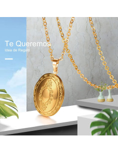 Collar Personalizado U7 con Locket Ovalado y Corazón 55 cm 2