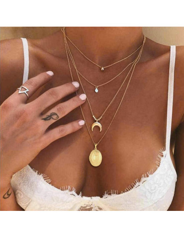 Collar Personalizado U7 con Locket Ovalado y Corazón 55 cm