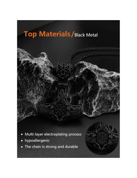 Collar Martillo de Thor Vikingo Joyería Nórdica Acero Inoxidable 18K