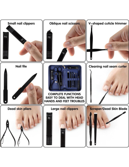 Kit de Manicura y Pedicura Tumkun 12 Piezas Azul