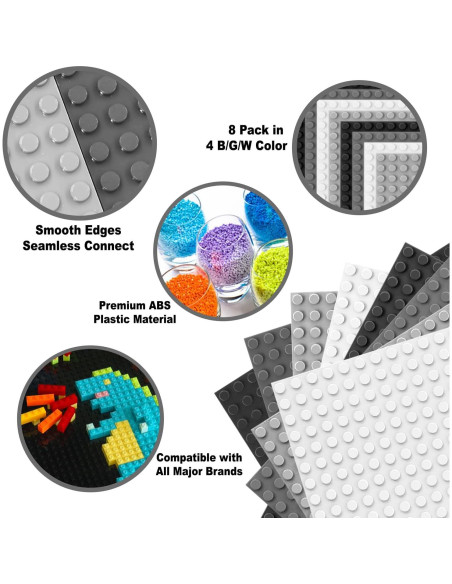 Paquete de 8 Placas Base de Ladrillos 25.5x25.5 cm ABS