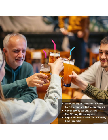 Juego de Popotes de Acero Inoxidable DKYEUD 8.5" 6 Piezas Ecológicos