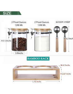 Tarros de Almacenamiento de Vidrio KKC 800 ml Herméticos con Cucharas 2