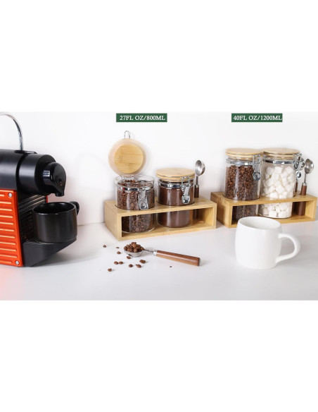 Tarros de Almacenamiento de Vidrio KKC 800 ml Herméticos con Cucharas